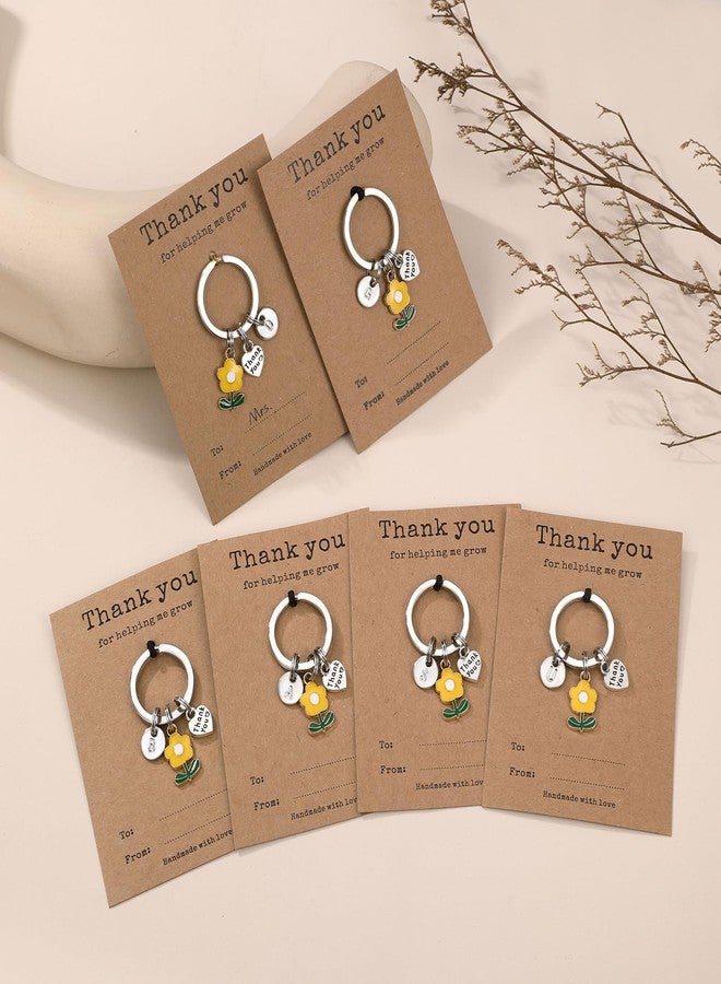 GINAZL Flower Keychain Teacher Appreciation Gifts Daycare Teachers Thank You Gift Initial Keychain Charistmas Birthday Valentines Day Gifts for Art Teacher Gift First Day Of School Present (A) - Image 3